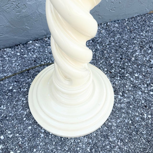 Postmodern Cream Spiral Wooden Floor Lamp For Sale In West Palm - Image 6 of 7
