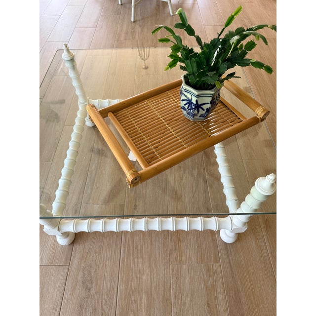 Faux Bamboo Coffee Table For Sale - Image 4 of 5