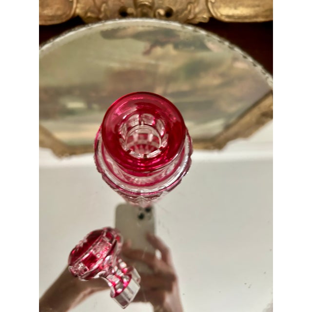 Baccarat Antique Baccarat Cranberry Cut Crystal Perfume Bottle For Sale - Image 4 of 6