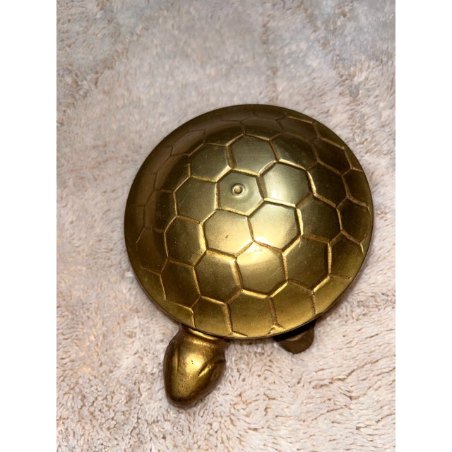1970s Mid-Century Modern Brass Turtle Keepsake Cone/Loose Incense Herb Burner Ashtray For Sale - Image 4 of 12