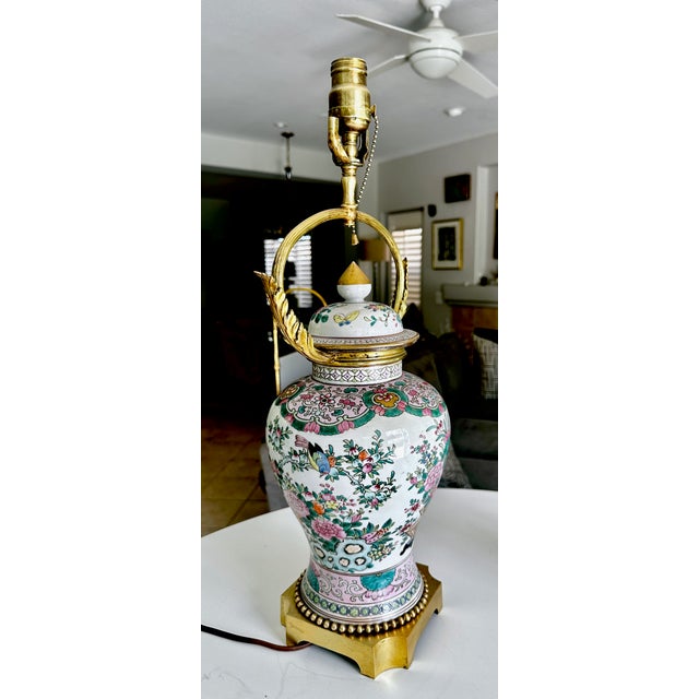 Single Late 19th Century Chinese Famille Rose Porcelain Vase Mounted Table For Sale - Image 4 of 18