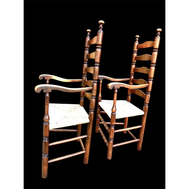 American 1920s Americana High Country Style Ladder-Back Chairs - Set of 2 For Sale - Image 3 of 10