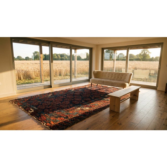 1900s Blue Navy Paisley Tribal Antique Persian Balouch Rug 1' 6''x 2' 6'' Handknotted Wool Carpet For Sale - Image 11 of 13