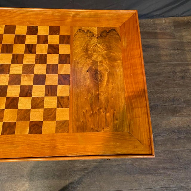 Antique French Inlaid Game Table With Reversible Chessboard Backgammon Top For Sale - Image 9 of 16