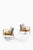 Easy Chairs in Brass, Oak and Wool by Ib Kofod-Larsen, 1950s, Set of 2 For Sale - Image 3 of 12