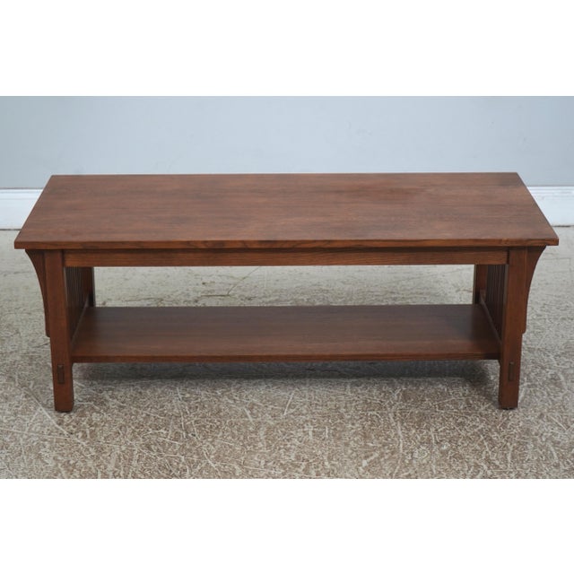 Age: Approx. 20 Years Old Details: #32 Finish High Quality Construction Arts & Crafts Style Spindle Sides Stretcher Base...