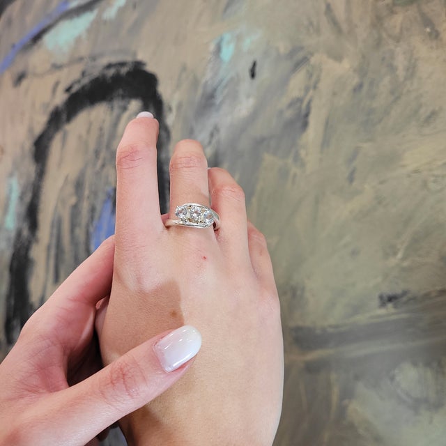 Trilogy Ring with Aquamarine in 925 Sterling Silver, 2010s For Sale - Image 3 of 18