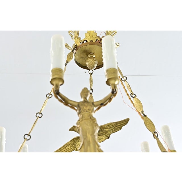 Brass Early 19th Century French Empire Quality Brass and Tole Chandelier For Sale - Image 8 of 12