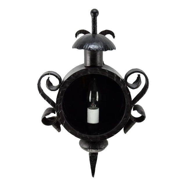 Vintage Forged Wall Lantern For Sale