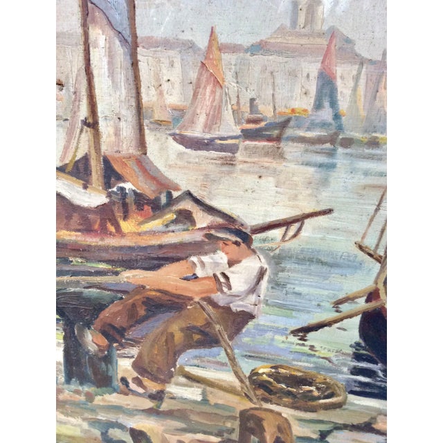 Textile Late 1800s French Nautical Oil on Canvas Painting For Sale - Image 7 of 13