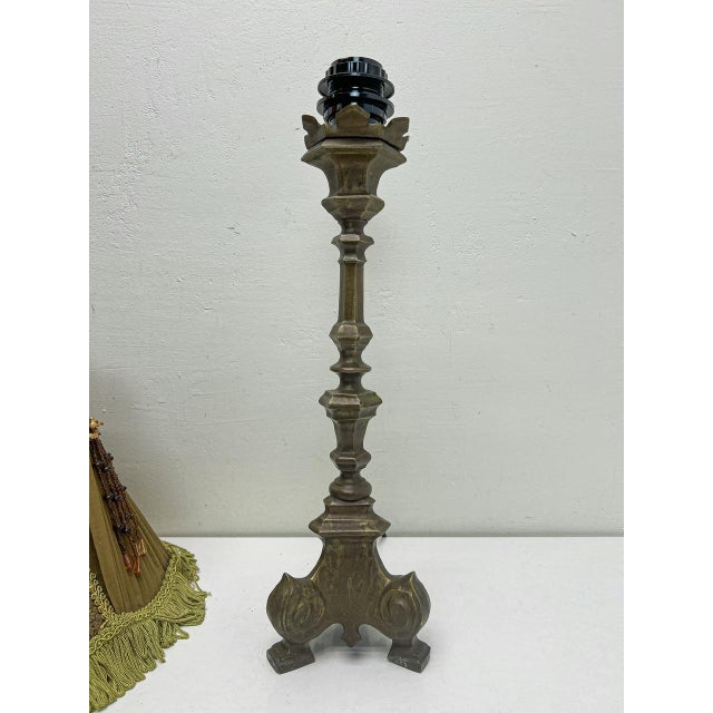Tan Gothic Bronze Table Lamp, 1960s For Sale - Image 8 of 13