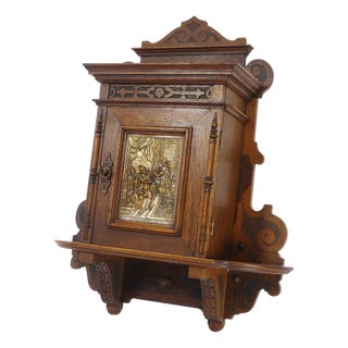 Antique Wooden Apothecary with Copper Plate For Sale