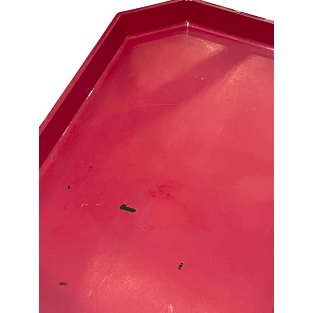 Pair Chinese Red Lacquer Rectangular Shape Trays For Sale - Image 6 of 15