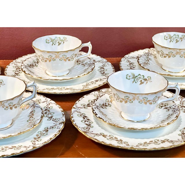 1960s Royal Crown Derby “Touraine” Bone China Tea Service for Six, 19 Pieces, England For Sale - Image 11 of 12