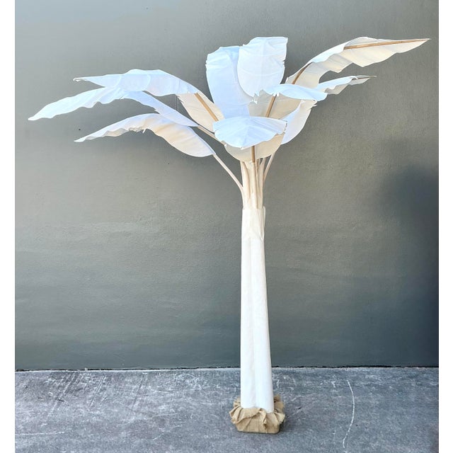 White Vintage Monumental Cut Canvas Palm Tree For Sale - Image 8 of 12