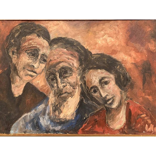 Brown Late 20th Century Original Vintage Oil Painting on Board, Family, People, Portrait, Signed, Framed For Sale - Image 8 of 10