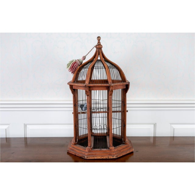 Antique Octagonal Molded Domed Bird Cage For Sale - Image 10 of 16