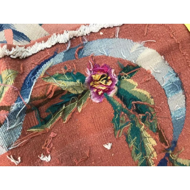 Small Antique Aubusson Flat Rug Tapestry For Sale - Image 9 of 10