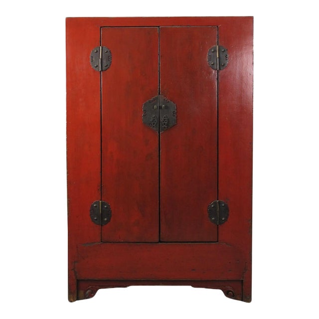 Red Chinese Antique Cabinet For Sale