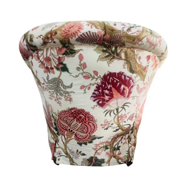 1980s Tree of Life Tufted Chintz Barrel Chair For Sale - Image 4 of 8