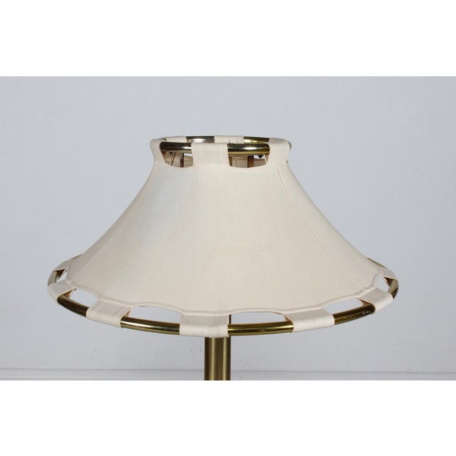 Mid-Century Modern Scandinavian Modern Anna Floor Lamp with Brass Stem with Canvas Shade by Anna Ehrner for Atelje Lyktan, Sweden, 1970s For Sale - Image 3 of 14