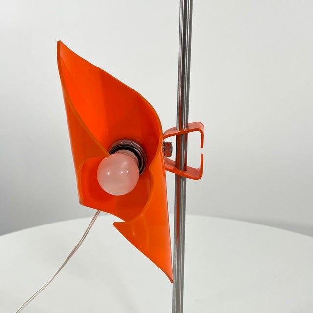 Metal Space Age Adjustable Orange Desk Lamp, 1970s For Sale - Image 7 of 9
