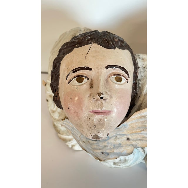 Mediterranean Vintage Wood Carved Santos Cherub Angels For Sale - Image 3 of 12