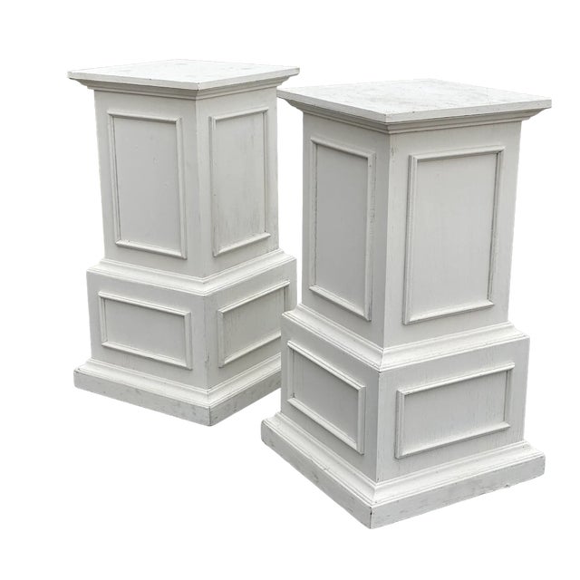 Traditional Vintage Mid-Century Wood Pedestals - a Pair For Sale - Image 3 of 8
