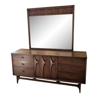 1960's Mid Century Modern Broyhill Brasilia Triple Dresser and Mirror For Sale