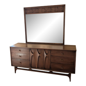 1960's Mid Century Modern Broyhill Brasilia Triple Dresser and Mirror