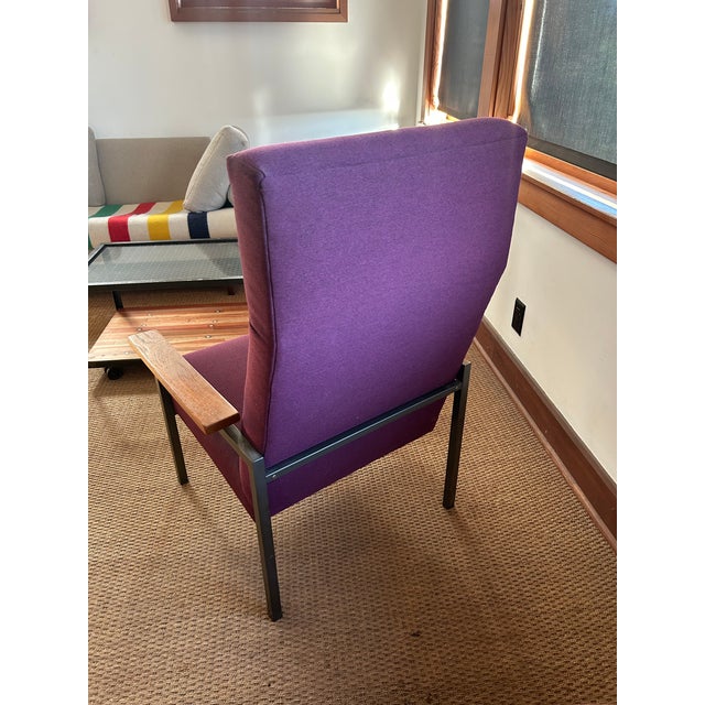 Midcentury Modern Danish Vermund Larsen Lounge Chair With Eggplant Upholstery For Sale - Image 9 of 9