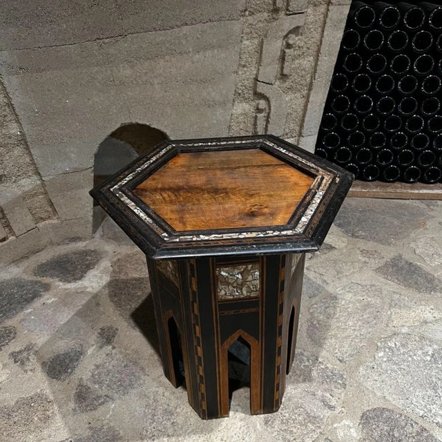 1960s Moroccan Side Table Marquetry With Abalone Inlay For Sale In San Diego - Image 6 of 13