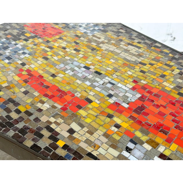 Mosaic Tile Co. Mid-Century Modern Bronze and Murano Glass Mosaic Trapezoid Side Table in the Manner of Mosaic House / Vladimir Kagan For Sale - Image 4 of 12