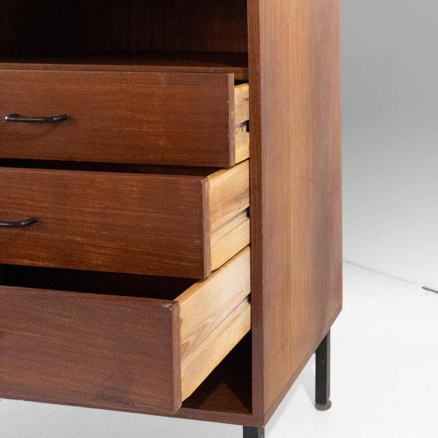 Brown Mid-Century Modern Italian Teak Sideboard with Iron Legs and Brass Feet, 1960s For Sale - Image 8 of 12