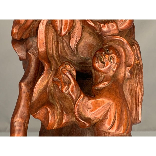 Chinese Antique Carved Rosewood Chinese God of Longevity Figurine For Sale - Image 3 of 10