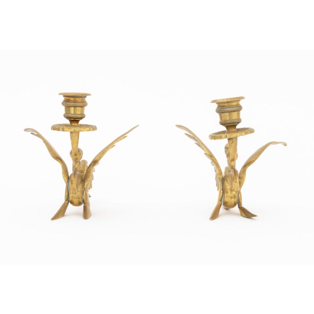 Bronze Pair of Vintage Dragon Form Bronze Candlestick Holders For Sale - Image 8 of 10