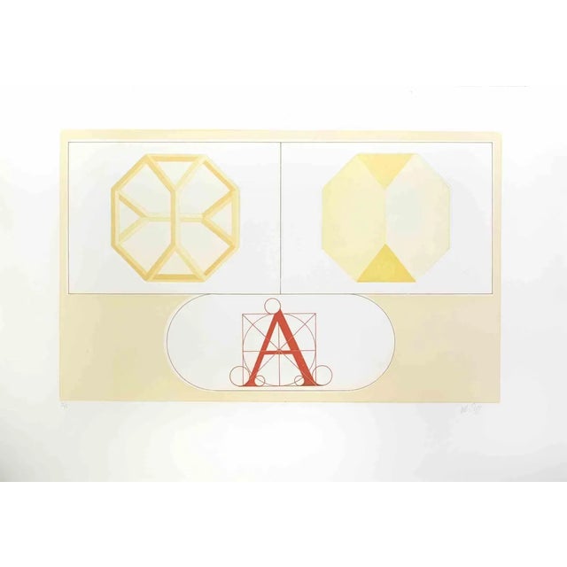 Lucio Del Pezzo, Composition, Lithograph, 1970s For Sale