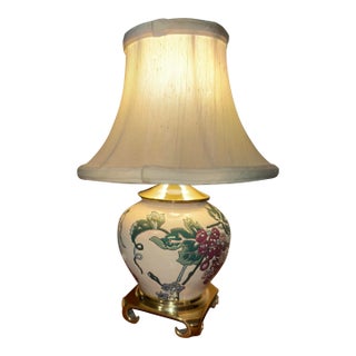 Vintage Chinoiserie Enamel Ceramic Ginger Jar Vase Table Lamp Floral For Sale