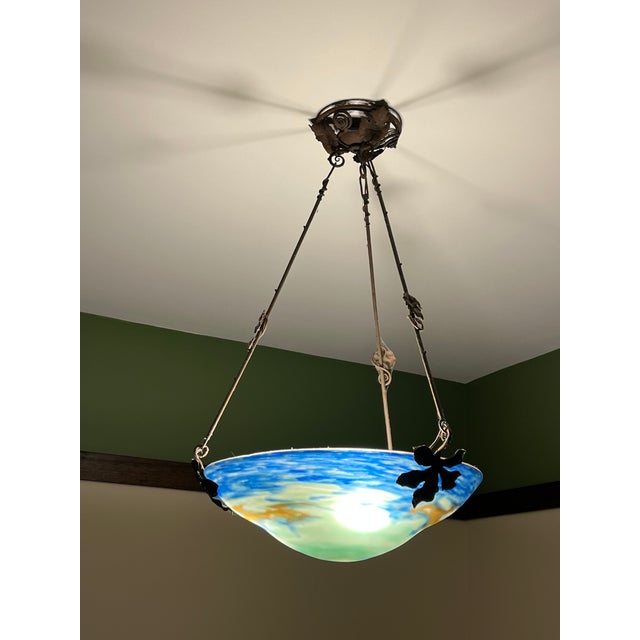 15th Century & Earlier 1920s Muller Frères Signed French Art Nouveau Chandelier For Sale - Image 5 of 10