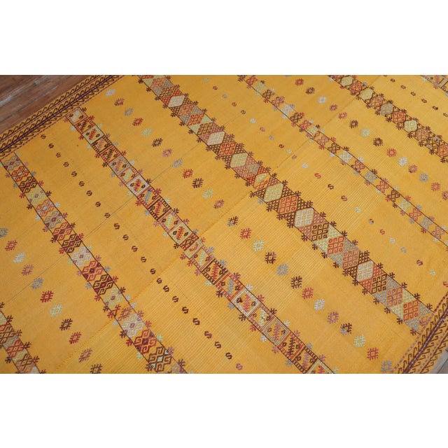 Zabihi Collection Bright Yellow Vintage Moroccan Flat-Weave Kilim - 5'4" x 13'3" For Sale In New York - Image 6 of 6