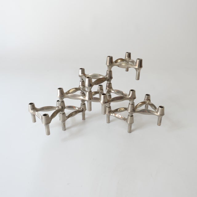 Vintage Modular Metal Candleholders by Stoff Nagel, 1970s, Set of 9, in Very Good conditions. Designed 1970 to 1979 This...