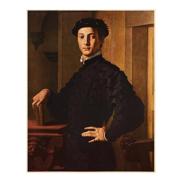 1953 After Bronzino "Portrait of a Young Man", Full-Color Vintage Print For Sale