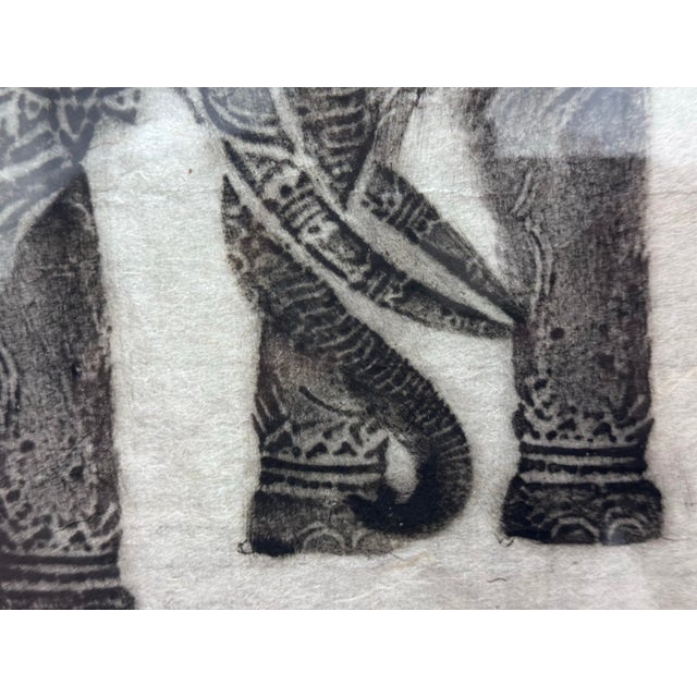Gray Cambodian Temple Rubbing of Elephants With Riders Holding Spears For Sale - Image 8 of 12