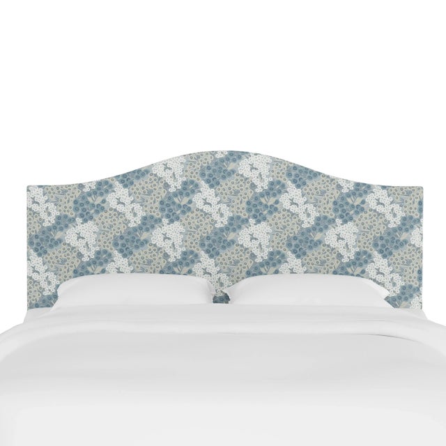 Transitional Kenmore Headboard in Blue Loiret, Twin For Sale - Image 3 of 6