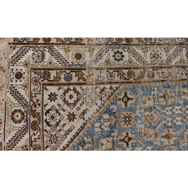 Blue Antique Persian Hamadan Gallery Rug With Blue and Allover Design 4'11 X 11'5 For Sale - Image 8 of 13
