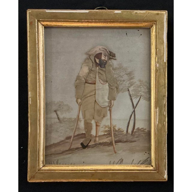 Wood Rare Set of 6-Folk Art Dressed Pictures (Habille) 19th C For Sale - Image 7 of 8
