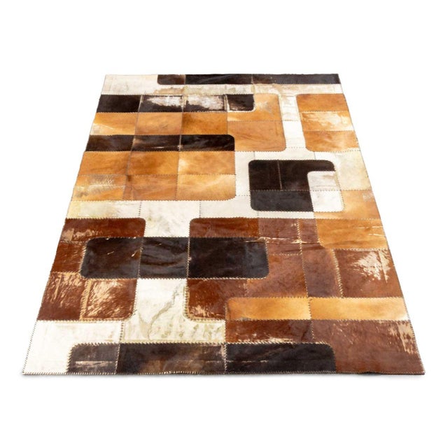 Cowhide Patchwork Carpet, 9' 8" X 6' 9" For Sale - Image 4 of 7