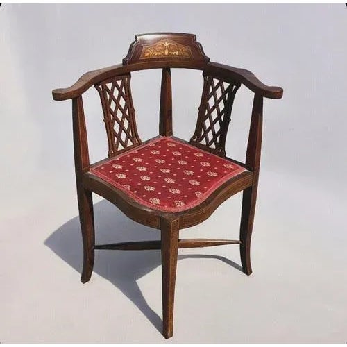Wood Edwardian Inlaid Mahogany Armchair For Sale - Image 7 of 7