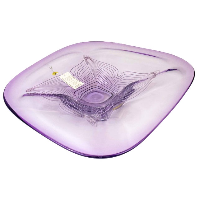 Large Neodymium Glass Bowl by Adam Jablonski, Poland, 1970s For Sale