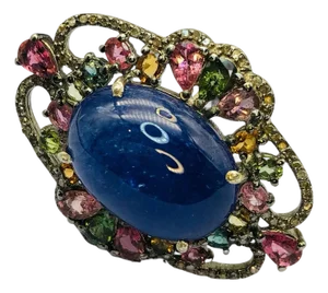 Bochic “Orient” Diamond, Tourmaline & Tanzanite Ring Set In 18K Gold & Silver